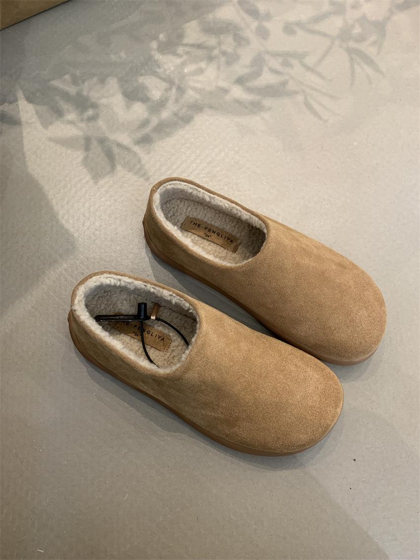 

Маленькие биркенштоки на толстой подошве 2025 женские ретро матовые теплые и бархатные цельные биркенштоки на одной педали 39