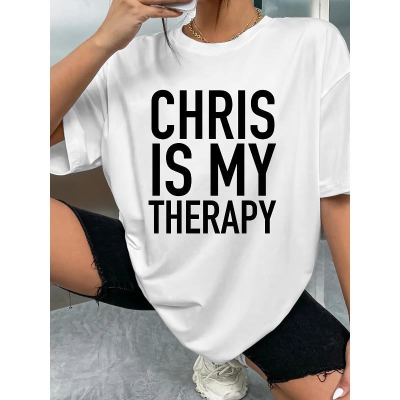 European size CHRIS Is My Comedy Graphic Women'S T-Shirt | Name Quote Round Neck Short Sleeve Soft Breathable All-Season Comfortable Casual T-Shirt