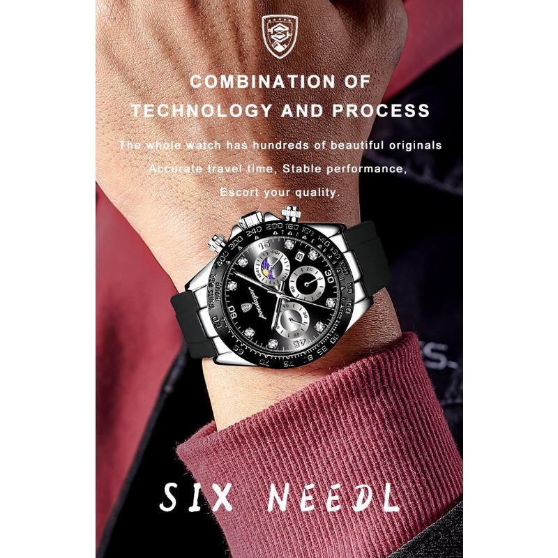 POEDAGAR Luxury Casual Top Brand Watch Business Sport Chronograph Date Luminous Waterproof Silicone Strap Watch Male reloj