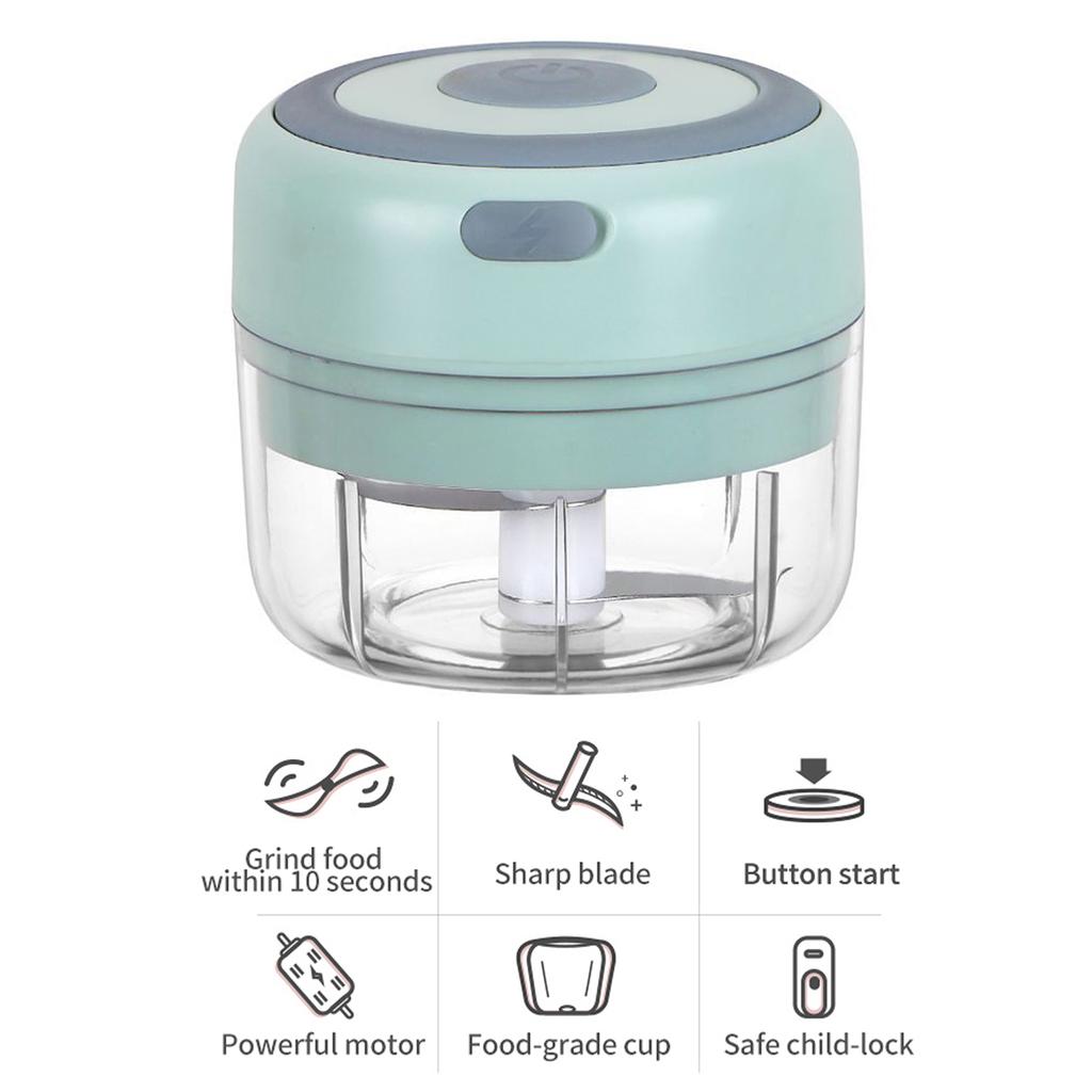 Mini Garlic Grinder Electric Garlic Chopper Cordless Food Fruit Vegetable Blender Kitchen Gadgets 250ML USB Rechargeable