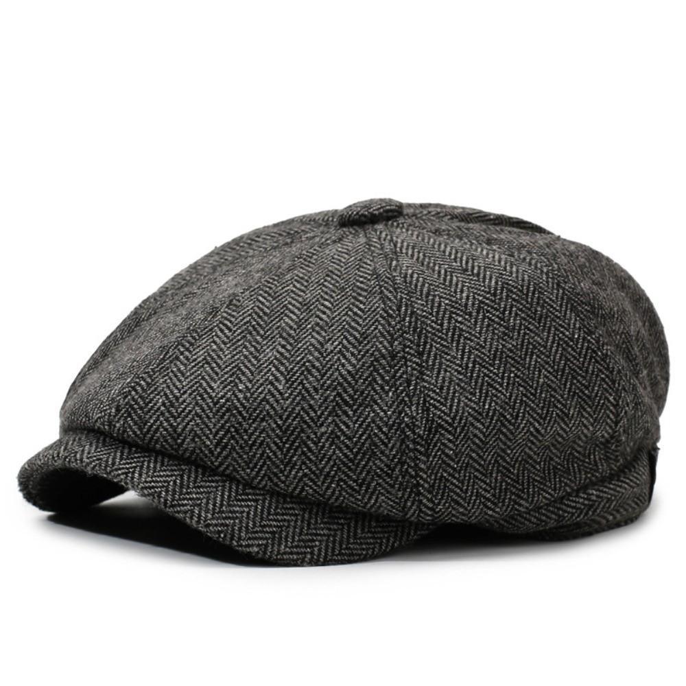 Autumn Winter Casual Men Newsboy Hat Classic Tweed Material Beret Hats Flat Design Retro Style Street Caps Unisex