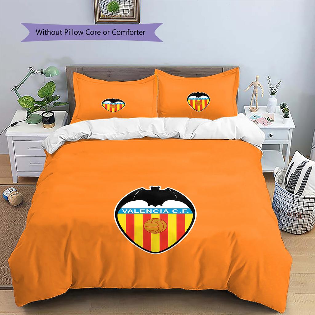 Valencia Club de Fútbol Pattern Bedding Quilt Set Home Decoration Gift (1 * duvet cover + 2 * pillowcase without core)