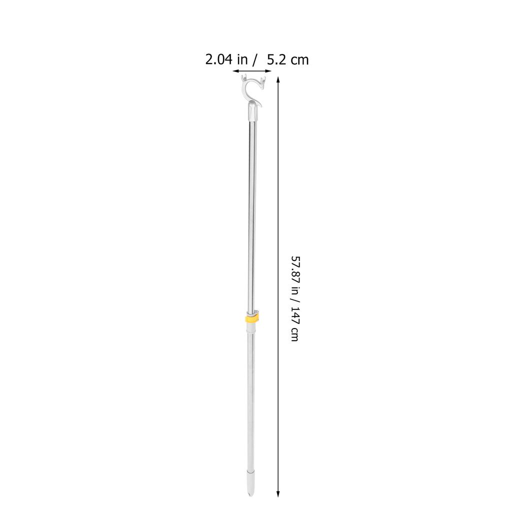Adjustable Retractable Clothes Reach Pole Clothesline Rod Hanging Drying Balcony Clothes Rod Secure Lock Buckle Alloy Head
