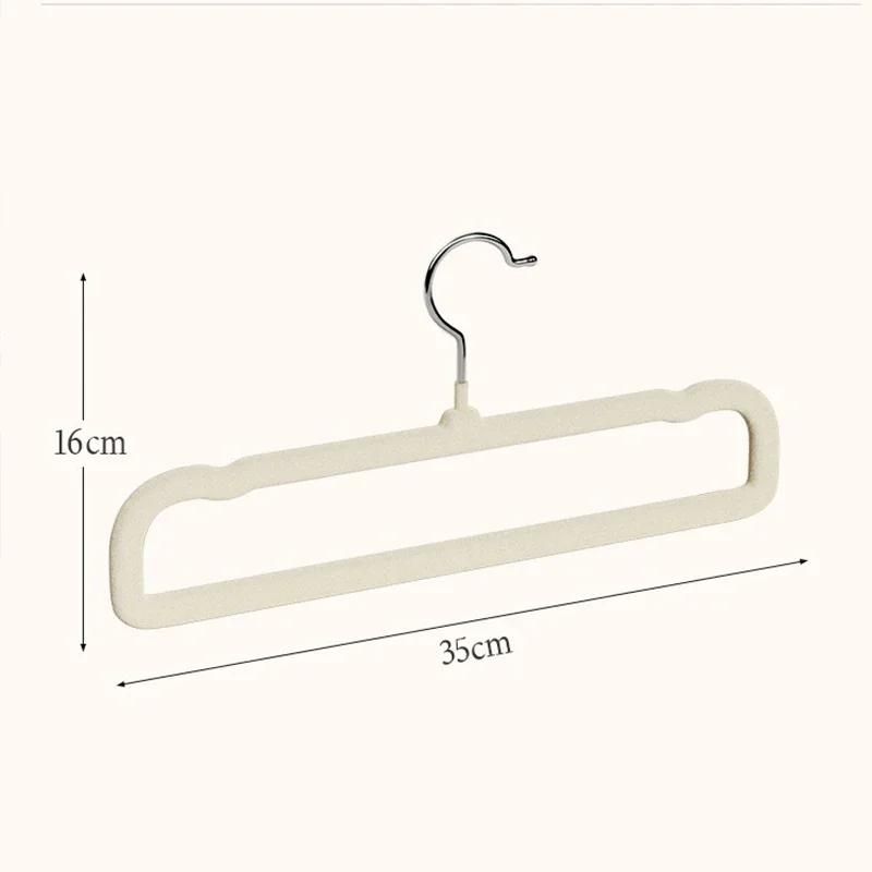 10pcs Pack Pants Hanger Flocking Plastic Space Saving Anti Slip Short Neck Beige Cloth Drying Cloth Hanger 360 ° Swivel Hook
