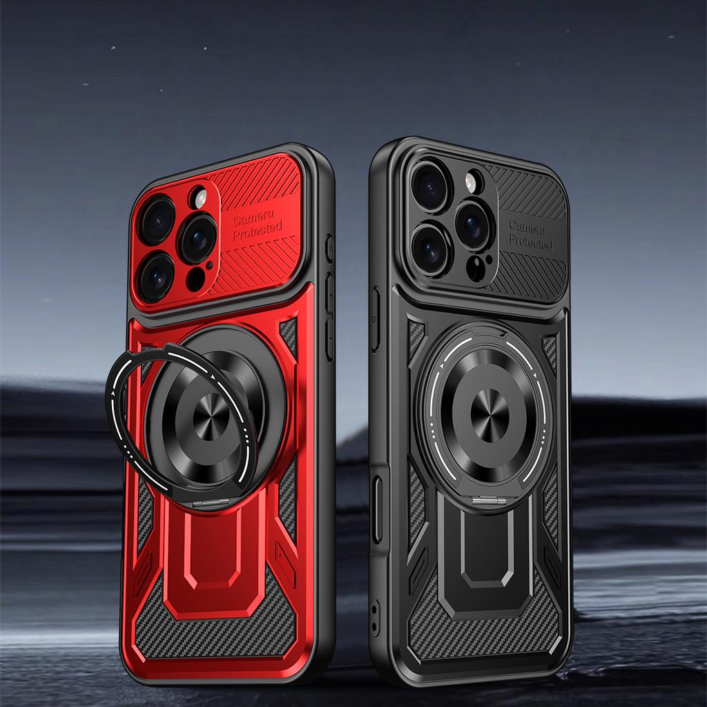 For iPhone 16 Pro Max Case Compatible with MagSafe Rotating Kickstand TPU + PC Phone Cover