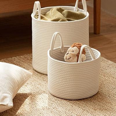 Panier de rangement Panier en fil de coton Panier à linge sale Panier de rangement pour vêtements sales Panier à linge sale Seau de rangement pour vêtements et jouets