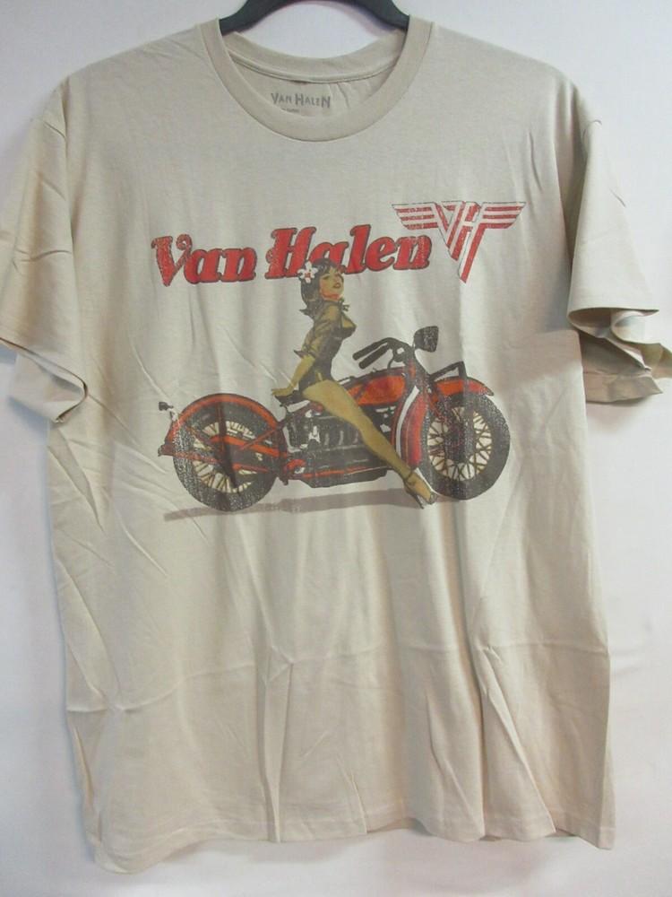 VAN HALEN ОФИЦИАЛЬНАЯ ПОТРЕПАННАЯ ПИН-АП ДЕВУШКА ГРУППА КОНЦЕРТ МУЗЫКА ЭКСТРА БОЛЬШАЯ Унисекс Футболка XXL