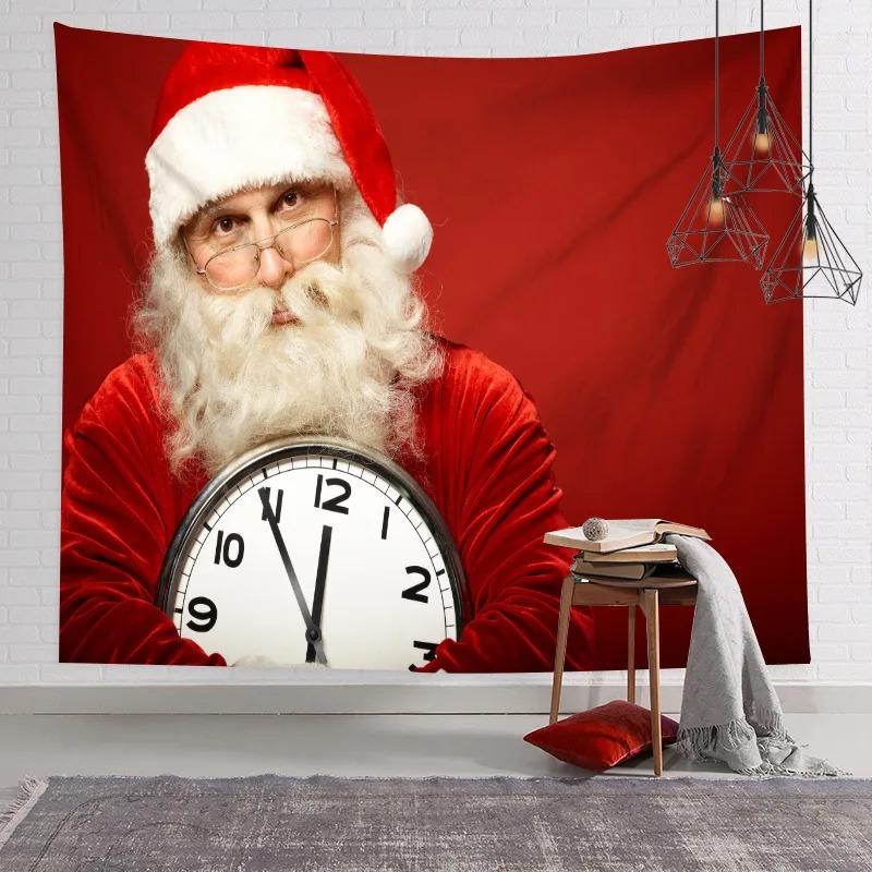 Tapiserie cu Model Desene Animate Moș Crăciun Decor de Perete pentru Casă, Dormitor, Living, Tapiserie cu Tematică de Crăciun