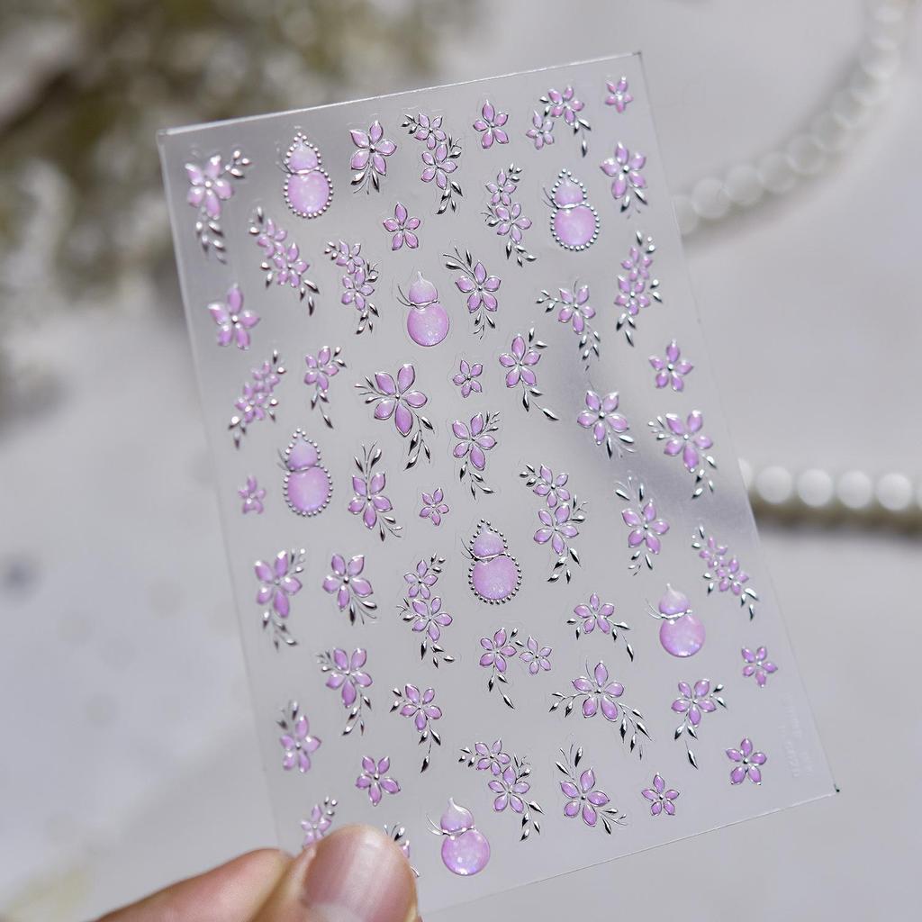 Tomoni Ice Transparent Light Luxury Nail Stickers - Purple Jade Gourd Design