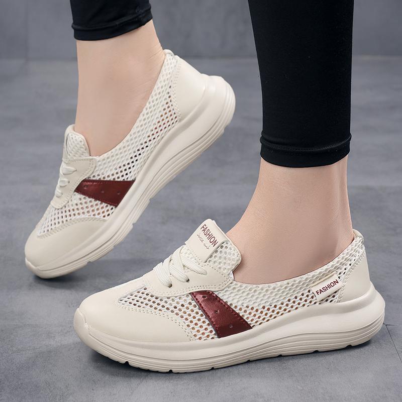 TUINANLE Flats Shoes for Women Summer Lace Up Casual Sneakers Breathable Soft Sole Loafers Plus Size