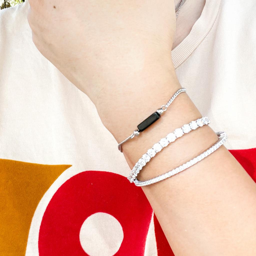 Glory_Arden Surgical Steel Onyx Bar Bracelet/Ghmb-297