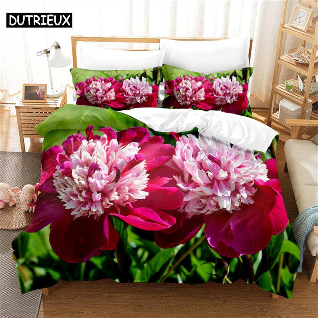 Pink Flowers Queen Bedding Set Duvet Cover Set Bedding Comforter Bedding Sets Bed Linen King Size Duvet Cover Bedding Set