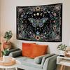 Faxdong Boho Green Butterfly Tapestry, Aesthetic Triple Moon and Sunflowers Crystal Tapestries, Moth Mystic Decor for Bedroom Living Room