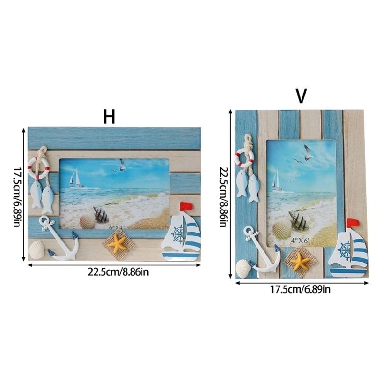 Ramka na zdjęcie na biurko Ramka śródziemnomorska Drewniany stojak na ramkę na zdjęcie Ramka przybrzeżna Dekoracje do domu i kawiarni