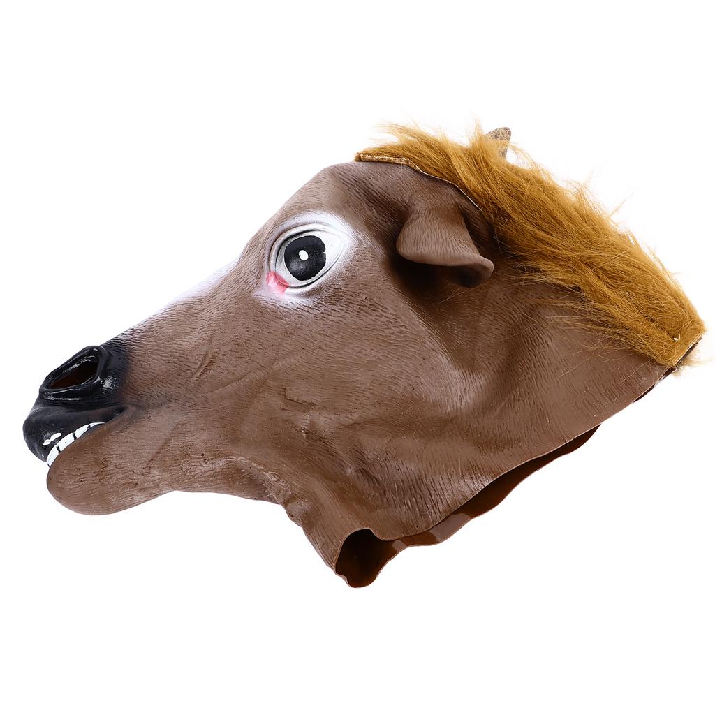 Horse Head Costume Brown Comfortable Durable Lifelike Party Horse Head for Cosplay Halloween