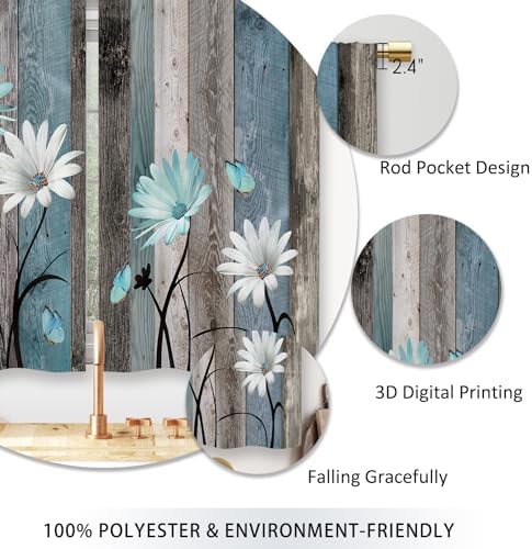Turquoise garden daisy kitchen curtain double small curtain Green