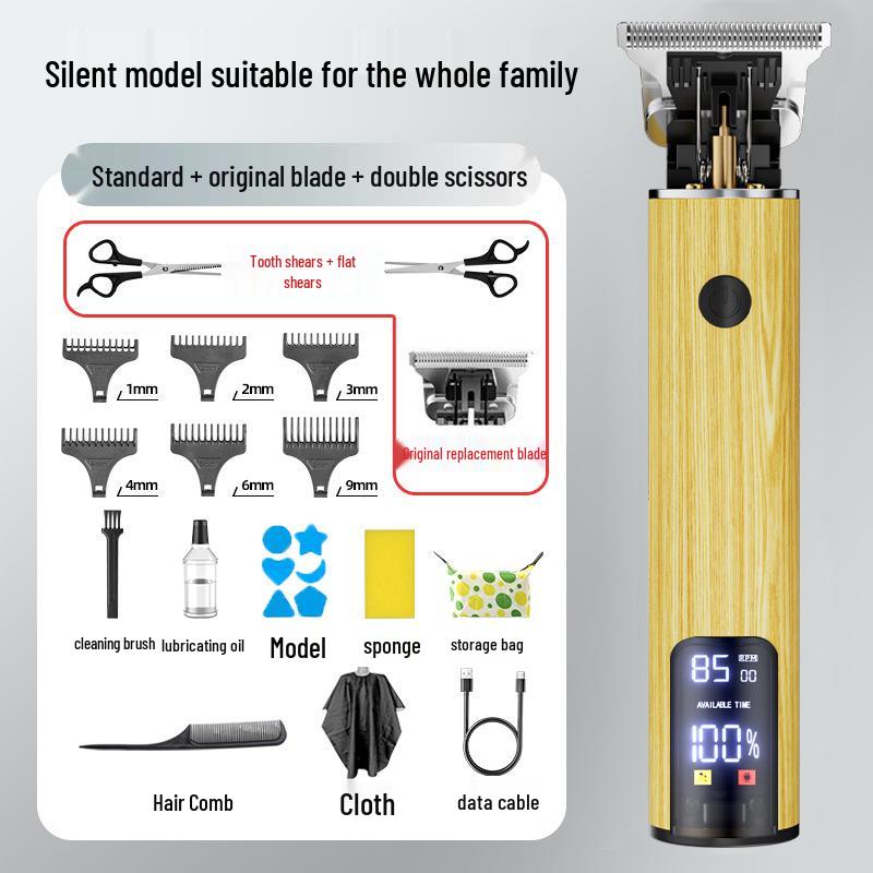 Waterproof Professional Hair Clipper: Quick Charge, Oil Head, Bald Head, Home Hairdressing Trimmer.