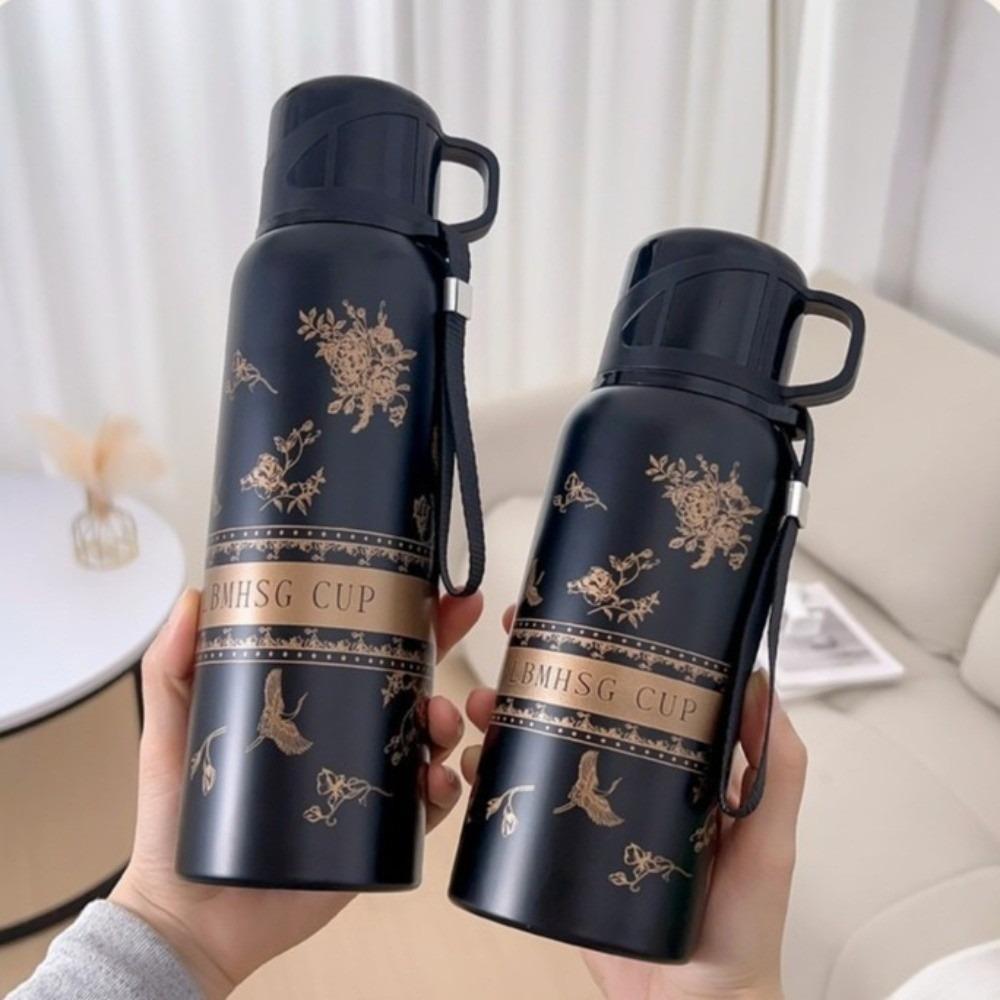 Vakuum-Thermosbecher mit großem Fassungsvermögen, doppelwandig, tragbare Wasserflasche, Sportkessel, Teezubereitung