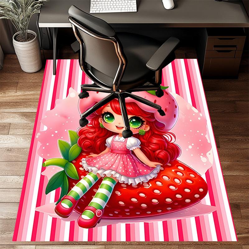 1pc Strawberry Princess6 Design Printed Area Rug Carpet for Bedroom Living Room Home Decor Rugs Mat Non Slip Mat Rug for Bedside
