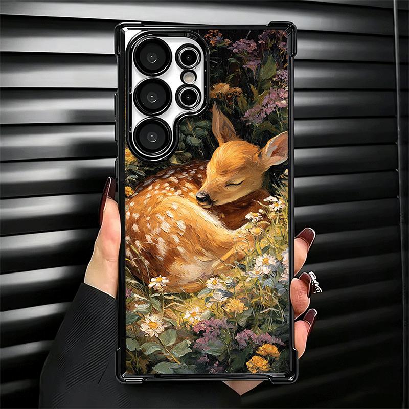 Sika Deer Elk Animal Plating Phone Case For Samsung Galaxy S24 S25 FE S26 Edge S23 Ultra S22 S21 Plus S20 Anti-Fall Airabag Cove