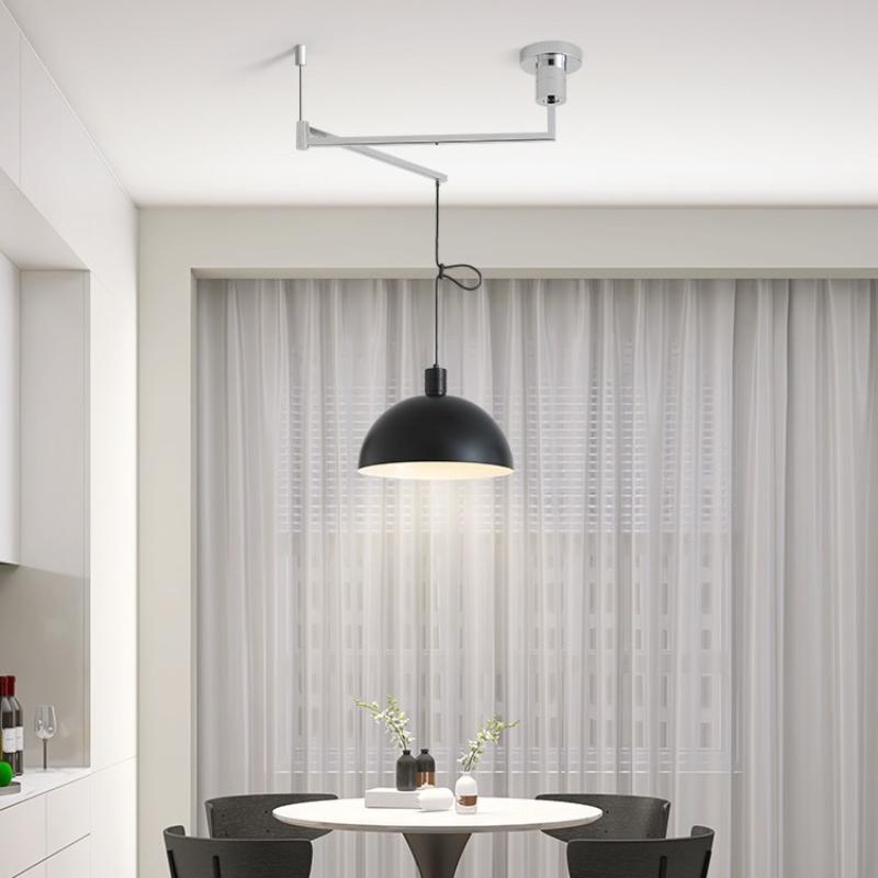 Bauhaus Restaurant Pendant Light with Adjustable Swing Arm Single Chandelier Nordic Modern Kitchen Board Iron Art LED Luster