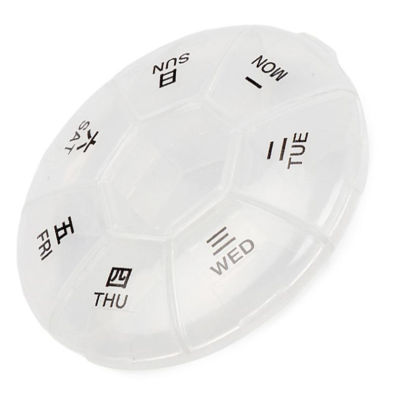 1 PCS Round Portable Pill Box Medicine Planner Small Case 7-Sided Pill Reminder Round Shaped Weekly Pill Organizer