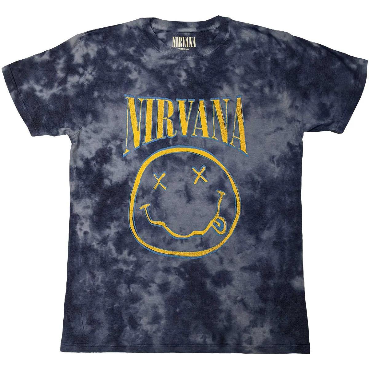 Nirvana T-Shirt: Smiley Blue Stroke OFFICIAL NEW L