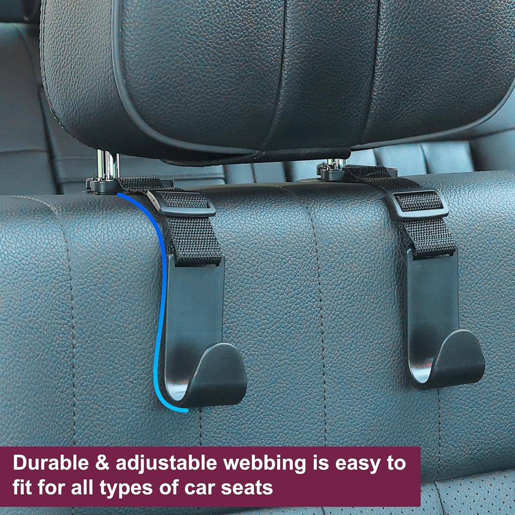 4-Pack Universal Car Headrest Hooks Anti-drop Seat Back Organizer for Bags