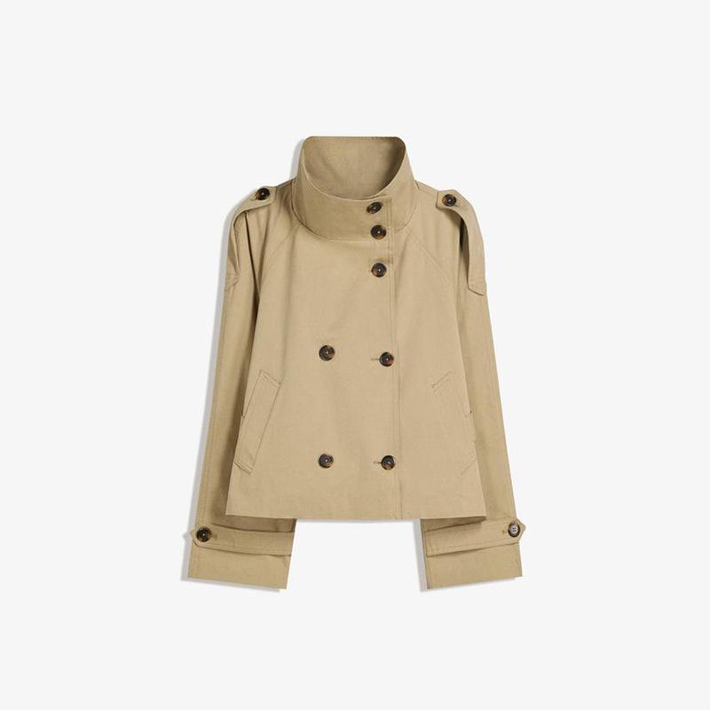 2025 Retro Design Double-Breasted Belted Short Trench Coat
