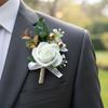 Set of 6 Boutonniere for Men Wedding, Groom and Groomsman Boutonniere for Wedding, Greenery Rose Corsage for Men Ceremony Anniversary Party Prom