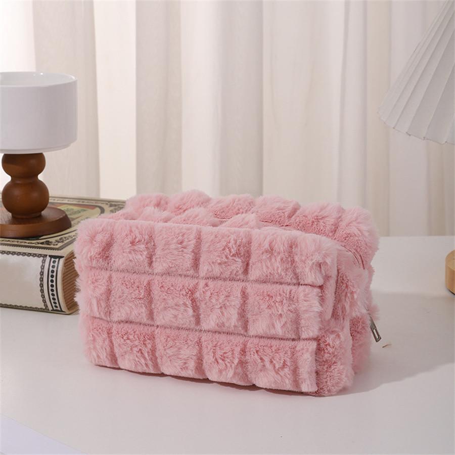 Cute Plush Travel Cosmetic Lipstick Brush Storage Bag Toiletry Kit Women Kawaii Makeup Handbags Organizer Pouch Bags Pencil Case