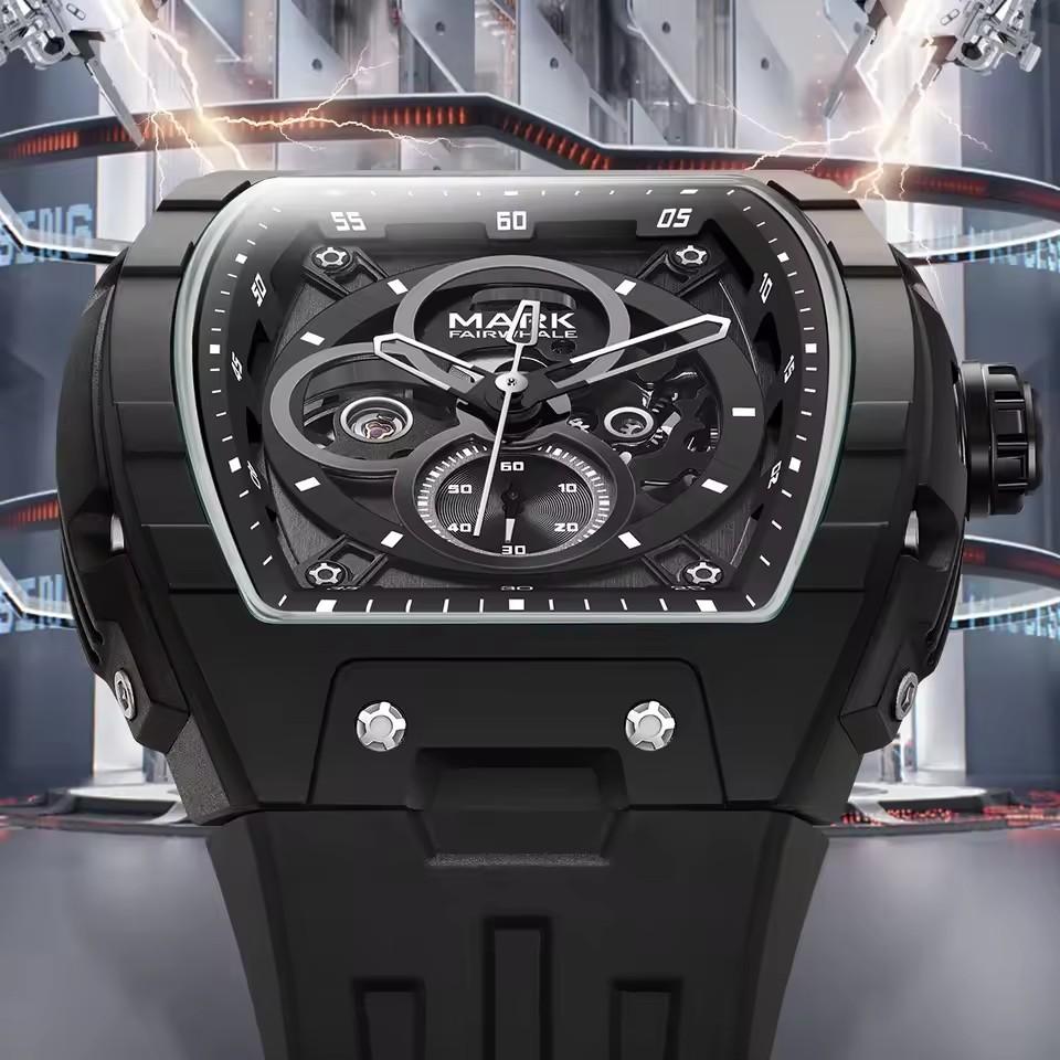 Mark Fairwhale 6003 New Fashion Automatic Mechanical Watch Tonneau Dial Military Analog Clock Night Light Gift reloj hombre
