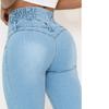 Women'S High-Waisted Stretch Denim Jeans Sexy Slim Fit with Butt Lifting Casual Style Light Blue All-Season Comfort High W