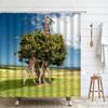Funny Animal Shower Curtain Giraffe African Wildlife Kid Boy Bath Curtains Modern Waterproof Fabric Bathroom Decor With Hooks