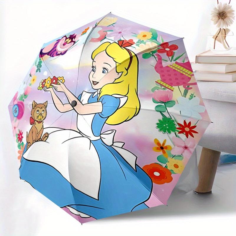 1pc Alice Flowers Cartoon Automatic Folding Umbrella,Lightweight Design, Fashion Lovers A0819046