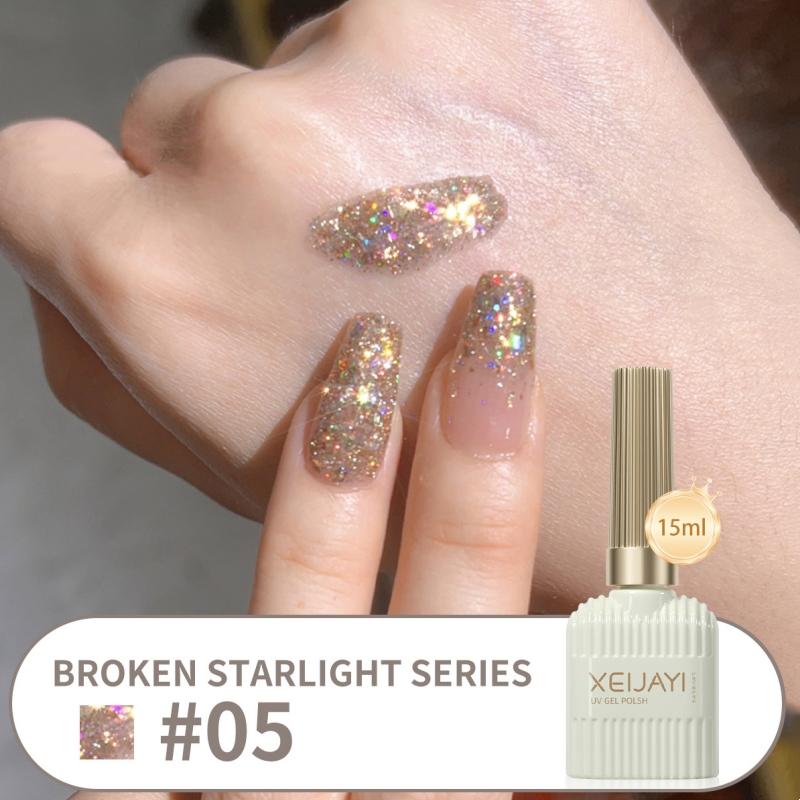 15ml Broken Straight Series Glitter Silver Gel Nail Polish Semi-permanent Varnish Soak Off Nail Art Base Top Coat
