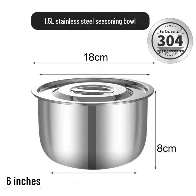 304 Extra Thick Stainless Steel Large Soup Pot with Lid for Seasoning, Kneading, and Egg Beating