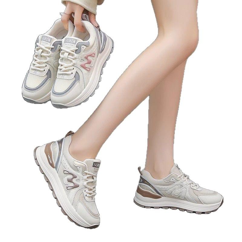 2025 summer new versatile thick-soled non-slip Forrest Gump shoes mesh breathable dad shoes women's soft-soled light sports shoes