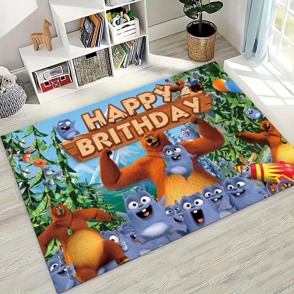 Funny Grizzy and The Lemmings Cartooon Carpet Rug for Bedroom Living Room Sofa Doormat Decor,Large Kids Play Non-slip Floor Mat