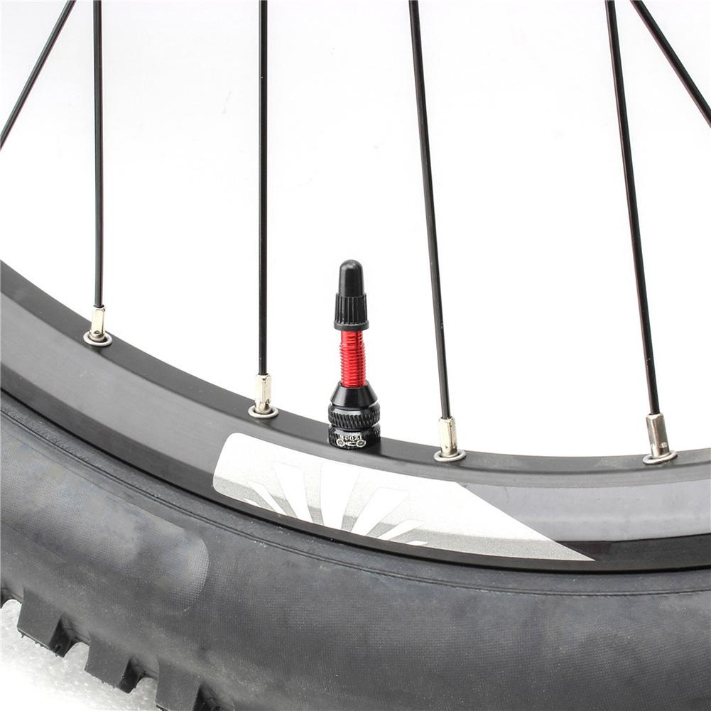 Premium Alloy Tubeless Bicycle Valve Stem with Large Lock Nut and Plastic Cap for Road and Mountain Bikes 40mm 60mm Lengths