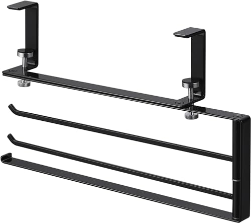 Yamazaki Tower Range Hood Dishcloth Hanger, Adjustable Horizontally, Black, Storage Size: W26 X D3.7 X H15.2cm (1790), Simply Clips To the Range Hood