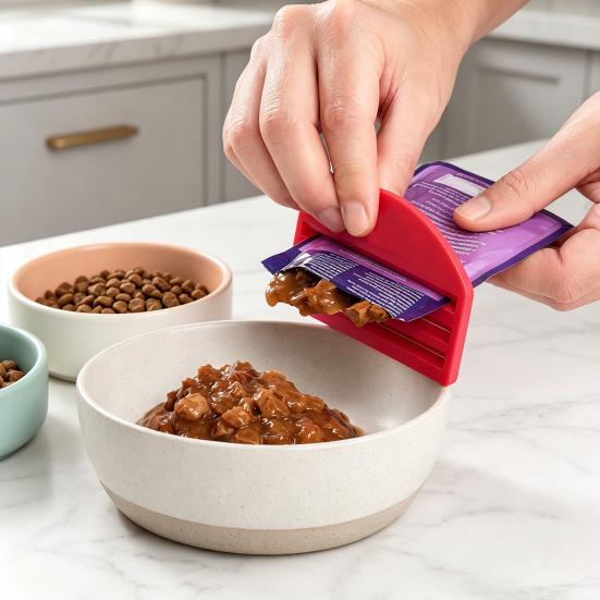 3D Printed Cat Food Extruder, Compact Portable Cat Strip Squeezer, Reusable Push-Pull Cats Food Pouches Scrapers