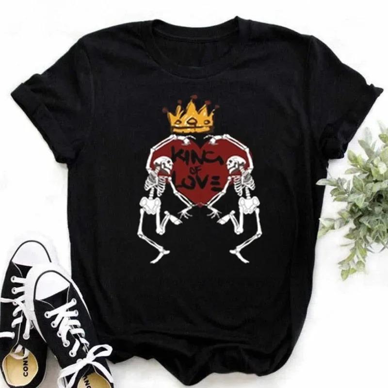 T-shirt Femme Imprimé Cœur Papillon Coloré Plume Rose Haut Décontracté Manches Courtes Pour Passionnés de Mode