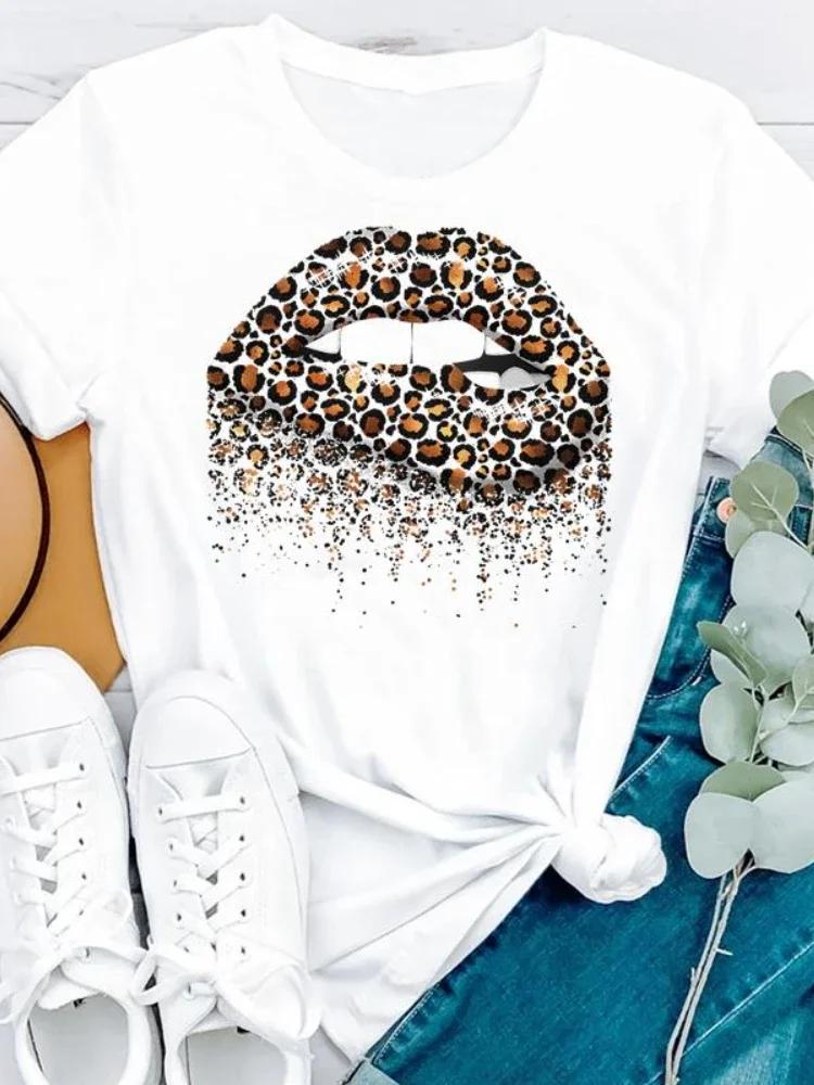 Leopard Love Heart Print Women T Shirt Short Sleeve O Neck Loose Women Tshirt Ladies Fashion Tee Shirt Tops Camisetas Mujer