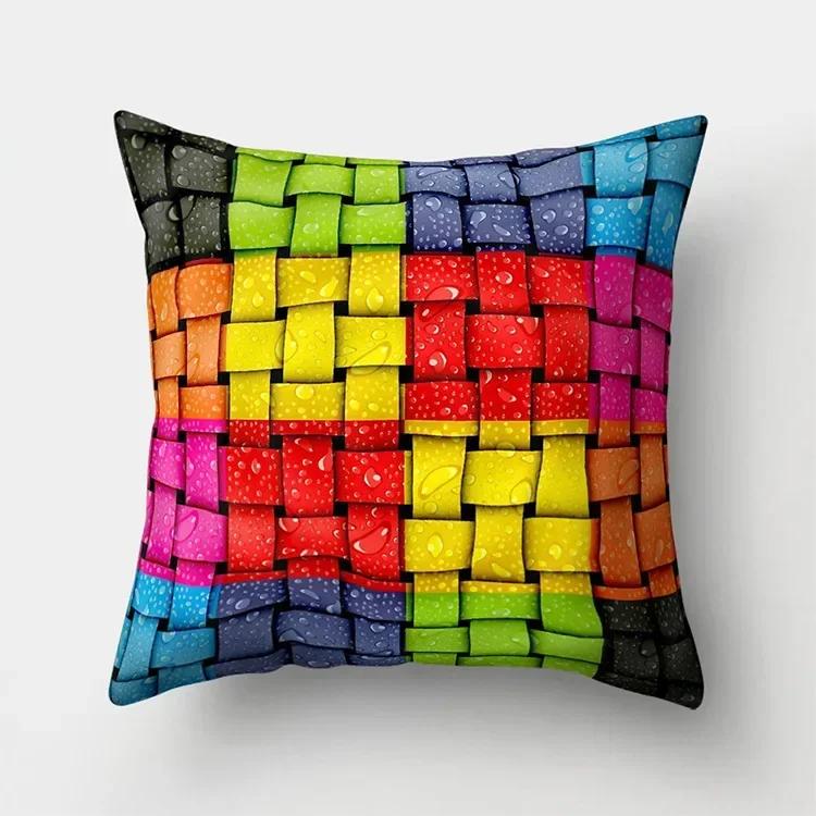 Home Decor Colorful Abstract Patterns Digital Printed Pattern Cushion Cover Suitable for Sofa Bedroom Car Pillow Cover