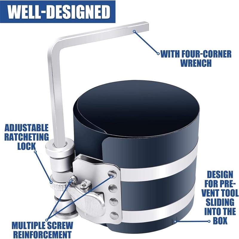 

53-175 мм поршневой компрессор храпового типа для двигателя хомут для установки ленточного инструмента для ремонта автомобиля плоскогубцы для поршневых колец регулируемый компрессор