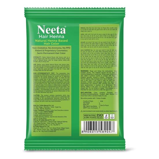 Neeta Hair Henna Colour Natural Brown Hair Color with 5 Natural Herbs, Ammonia Free Hair Colour for Women and Men (25g, Pack of 8)