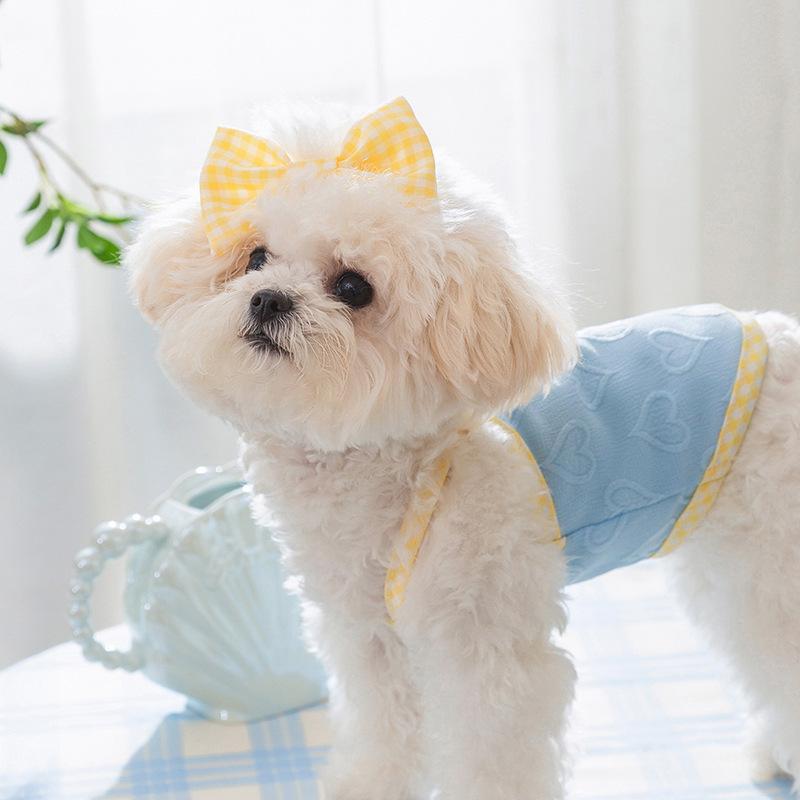 Love Embossed Textured Suspender Small Dog Teddy Bigbear Pomeranian Puppy Clothing Small Milk Dog Summer Pet Clothing