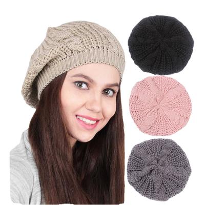 Winter Strickmütze für Damen, Damen-Twist-Strickmütze, Baskenmütze für den Winter, solide Skullies & Beanies