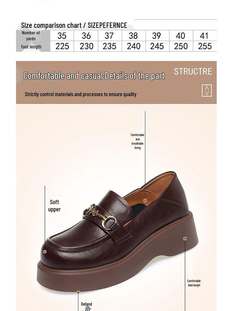 Women's Slip-On Leather Loafers - Fashionable, Versatile, Non-Slip, Comfortable, Soft Sole for Spring and Autumn